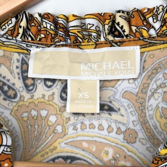 Michael Kors Neutral Paisley Printed V-neck Shift Dress Size XS - Picture 4 of 6